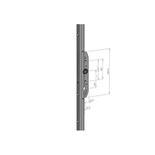Siegenia HS hefslot met cilindersparing doornmaat 27,5mm voor deurhoogte 2276-2675mm